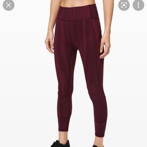 Lululemon In Movement tight 25” lunar maroon print